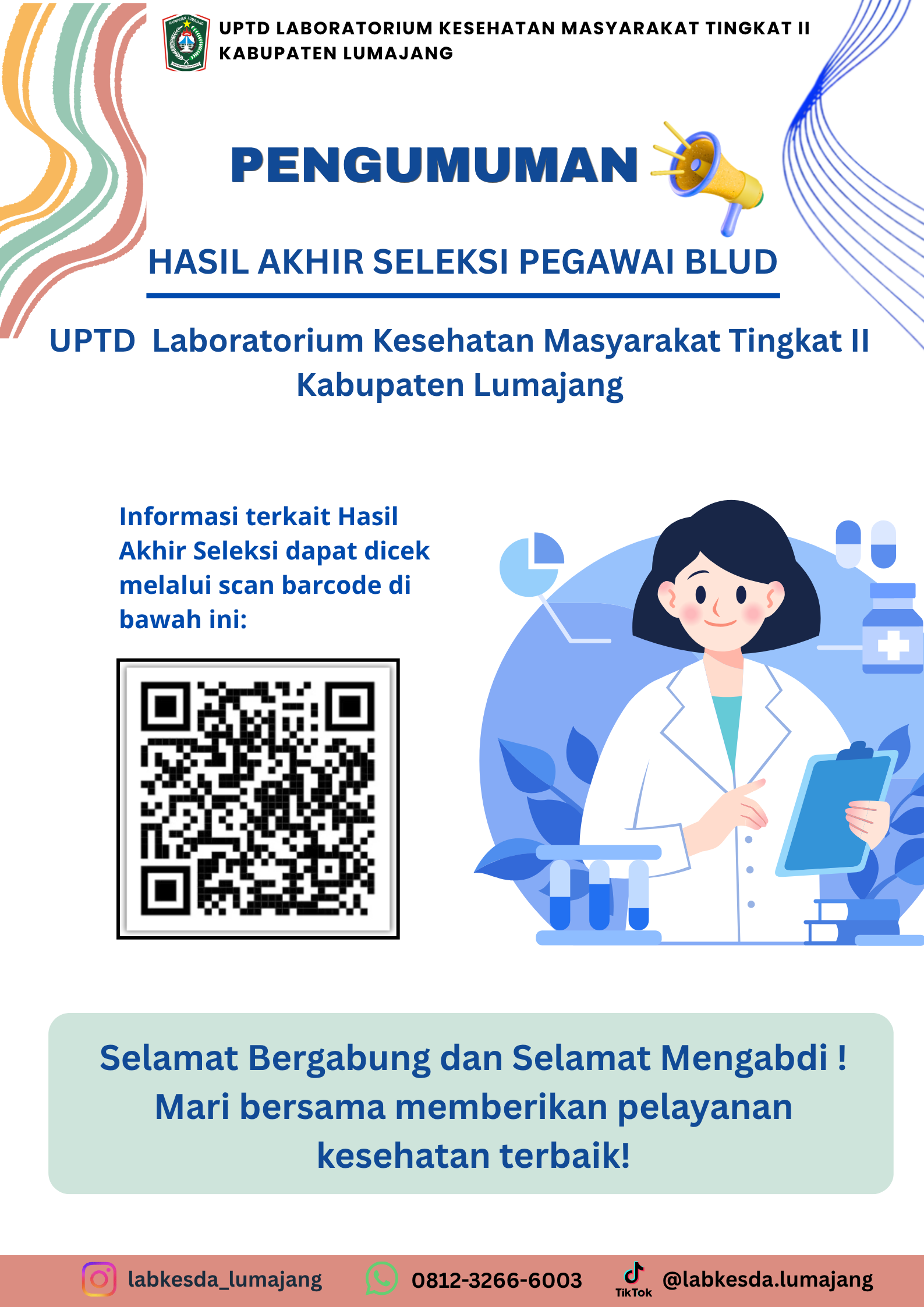 PENGUMUMAN AKHIR SELEKSI PEGAWAI BLUD UPTD LABORATORIUM KESEHATAN KABUPATEN LUMAJANG
